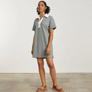 NWT Everlane Organic Cotton Polo Dress Short Sleeve Fog Green Women's Size XS